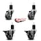 Service Caster 3'' Gray Poly Wheel Swivel 1-3/4'' Expanding Stem Caster Set 2 Brakes, 4PK SCC-EX20S314-PPUB-2-PLB-2-134 - alternate 3